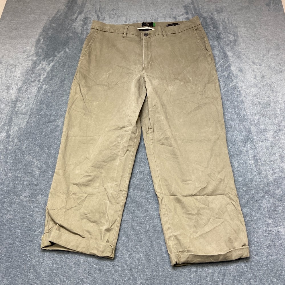 Dockers Chino Pants Mens 34 Olive Green Cuffed Hem High Straight Ankle Comfort